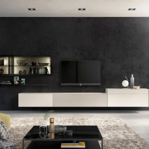 Contemporary TV wall unit / wooden / lacquered wood